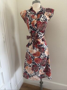 SPLIT Floral Collared Shirt Dress